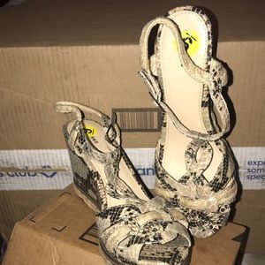 Express Faux Snakeskin Sandals